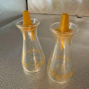Elegant Glass Vintage / antique salt and pepper shakers with Yellow Accents